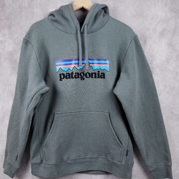 Patagonia Mens P-6 Logo Uprisal Hoody Sweatshirt Plume Grey Size Medium